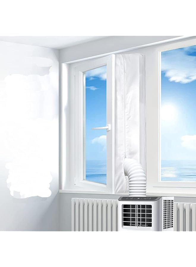 The Bros AC Window Seal,Portable Universal Window Kit for Mobile Air Conditioner Unit and Tumble Dryer,Hot Air Stop Air Exchange Guards with Zip and Adhesive Fastener (300cm) - Image 1