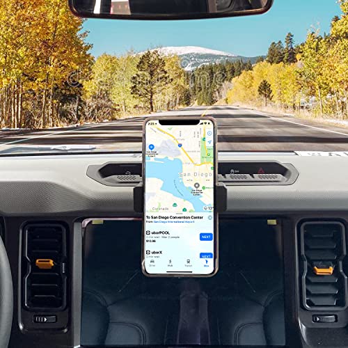 OMU Bronco Phone Mount with Camera Mount,2 Stage Ball -Socket Design,360° Adjustment Metal Dashboard Cell Phone Mount Compatieble with Ford Bronco 2021+ for All GoPro Modles and Smartphone - Image 4