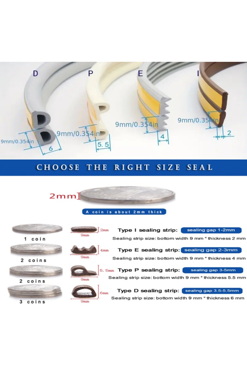 5M I white 5M/10M Door Window Seal Strip DIEP Self-adhesive Acoustic Foam Sealing Strip Tape Insulat