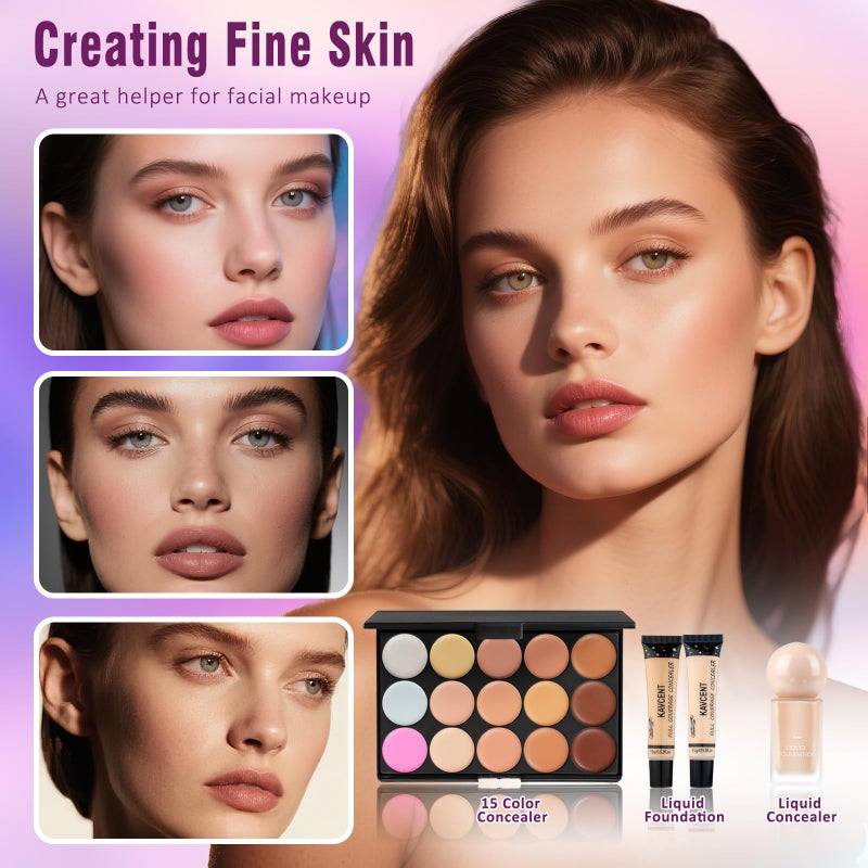 KAVCENT Makeup Kit for Women Teens Full Kit Makeup Set for Teenagers Eyeshadow Palette Foundation Makeup Kits for Teen Girls Makeup Gift Sets for Women Christmas Teens - Image 4