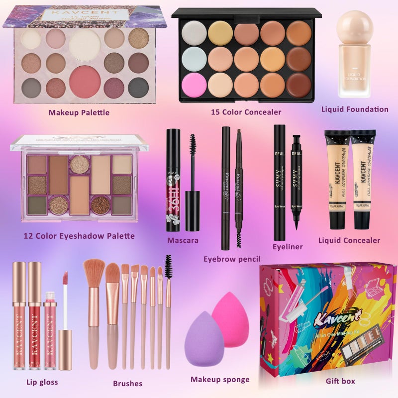 KAVCENT Makeup Kit for Women Teens Full Kit Makeup Set for Teenagers Eyeshadow Palette Foundation Makeup Kits for Teen Girls Makeup Gift Sets for Women Christmas Teens - Image 2