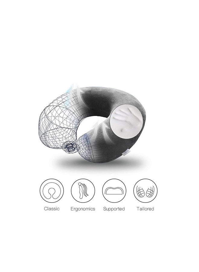 Soufa Dibaj Velvet Neck and Travel Pillow 30x25x10 cm - Gray - Image 2