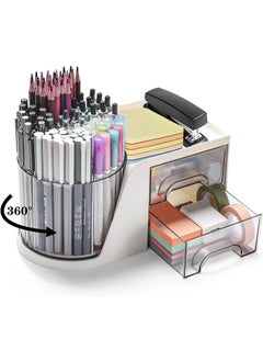 Desk Organizer with 2 Drawer, 360°Rotating Pen Holder for Desk, Desk Organizers and Accessories with 6 Slots Pencil Organizer + 2 Drawer, Art Supply Storage Box Caddy for Office - pzsku/Z128DA6234C34FD49B7F8Z/45/_/1717643465/d162c6e8-12ab-4e6c-b6da-9b87a62827c3