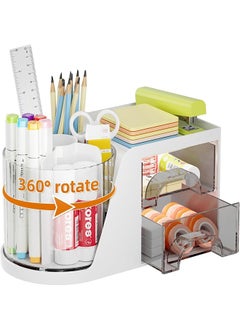 Desk Organizer with 2 Drawer, 360°Rotating Pen Holder for Desk, Desk Organizers and Accessories with 6 Slots Pencil Organizer + 2 Drawer, Art Supply Storage Box Caddy for Office - pzsku/Z128DA6234C34FD49B7F8Z/45/_/1717643638/3e5bc917-b888-4ca5-8fc3-b47e0f7cd3fb