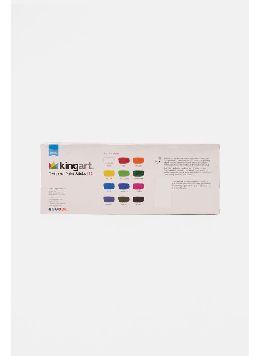 KINGART - 12 Piece Tempera Paint Sticks 11 H x 28 L x 3 W cm, White Combo - Image 1