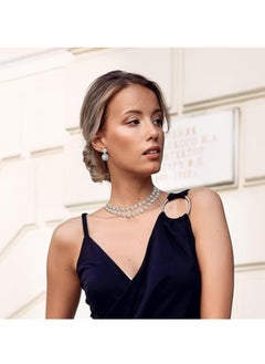 KASTWAVE Silver Necklace and Earrings Set, Jewelry Set, Rhinestone Earrings and Necklace, Crystal Bridal Wedding Jewelry Sets for Brides Bridesmaid Prom Costume Accessories for Women  - Image 3