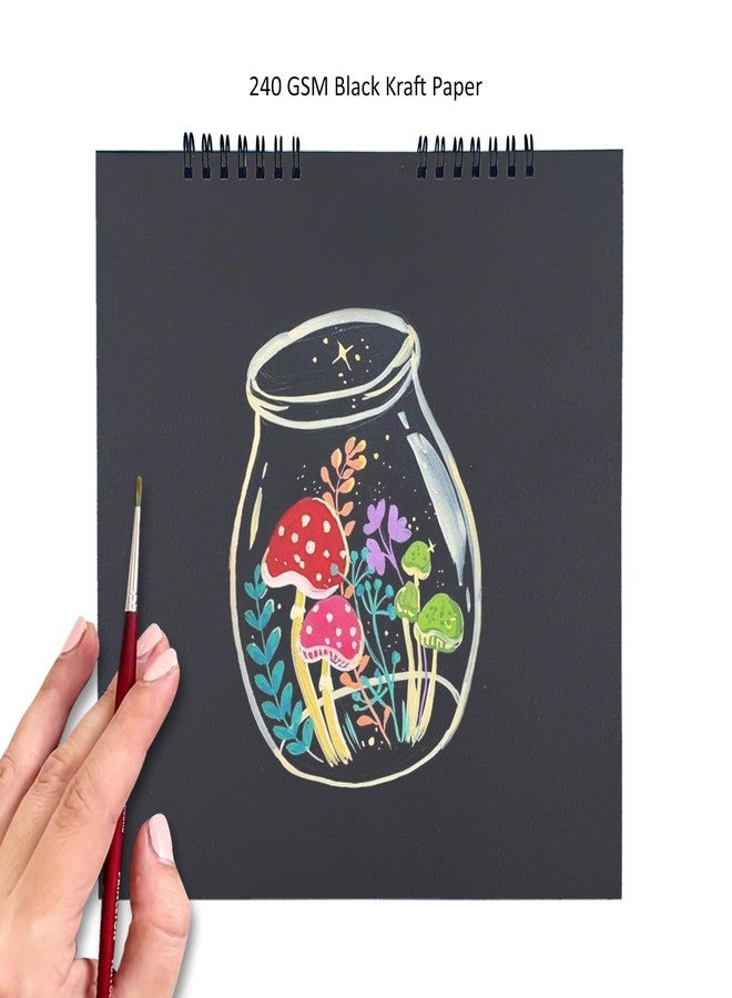 PaperO Black Media Sketchbook - 25cm Wiro Bound, 240 GSM Kraft Paper, 25 Sheets | Acid-Free Artist Pad for Sketching, Drawing, Painting & Scrapbooking - Image 3