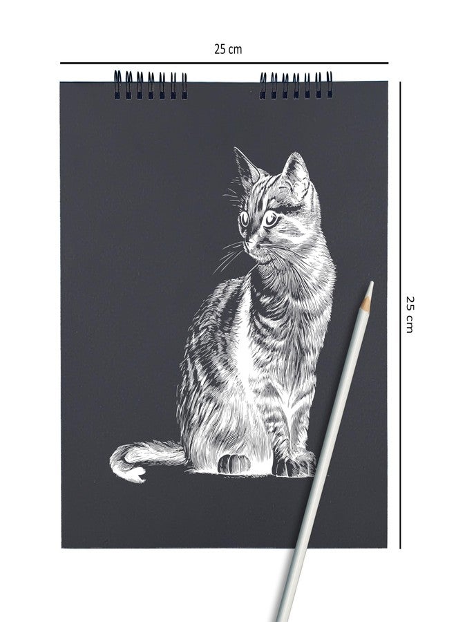 PaperO Black Media Sketchbook - 25cm Wiro Bound, 240 GSM Kraft Paper, 25 Sheets | Acid-Free Artist Pad for Sketching, Drawing, Painting & Scrapbooking - Image 2