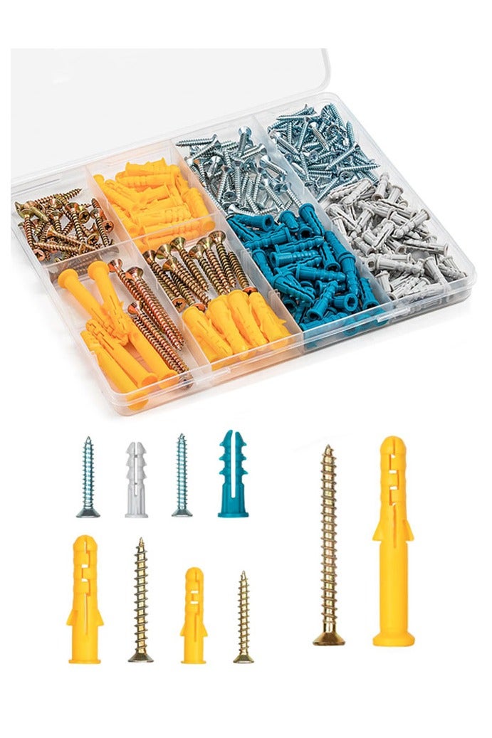 GUSGU 270PCS Drywall Anchors and Screws Assortment Kit, 135 Plastic Dry Wall Anchors and 135 Philips Flat Head Screws,  5 Sizes Galvanized Wall Anchors and Screws Assortment Kit with Organizer Box - Image 1