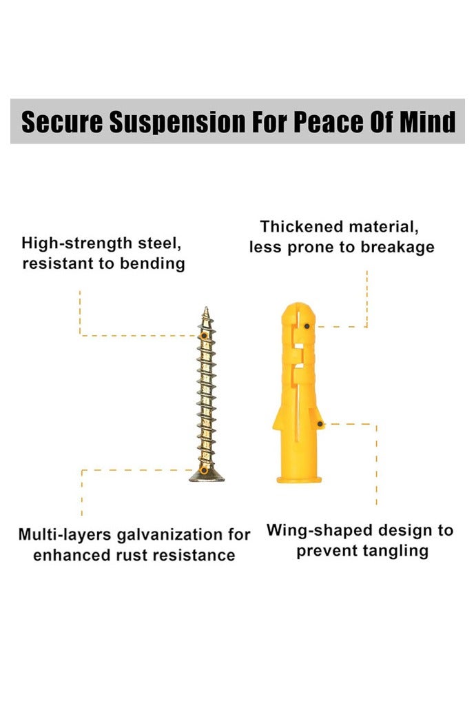 GUSGU 270PCS Drywall Anchors and Screws Assortment Kit, 135 Plastic Dry Wall Anchors and 135 Philips Flat Head Screws,  5 Sizes Galvanized Wall Anchors and Screws Assortment Kit with Organizer Box - Image 3