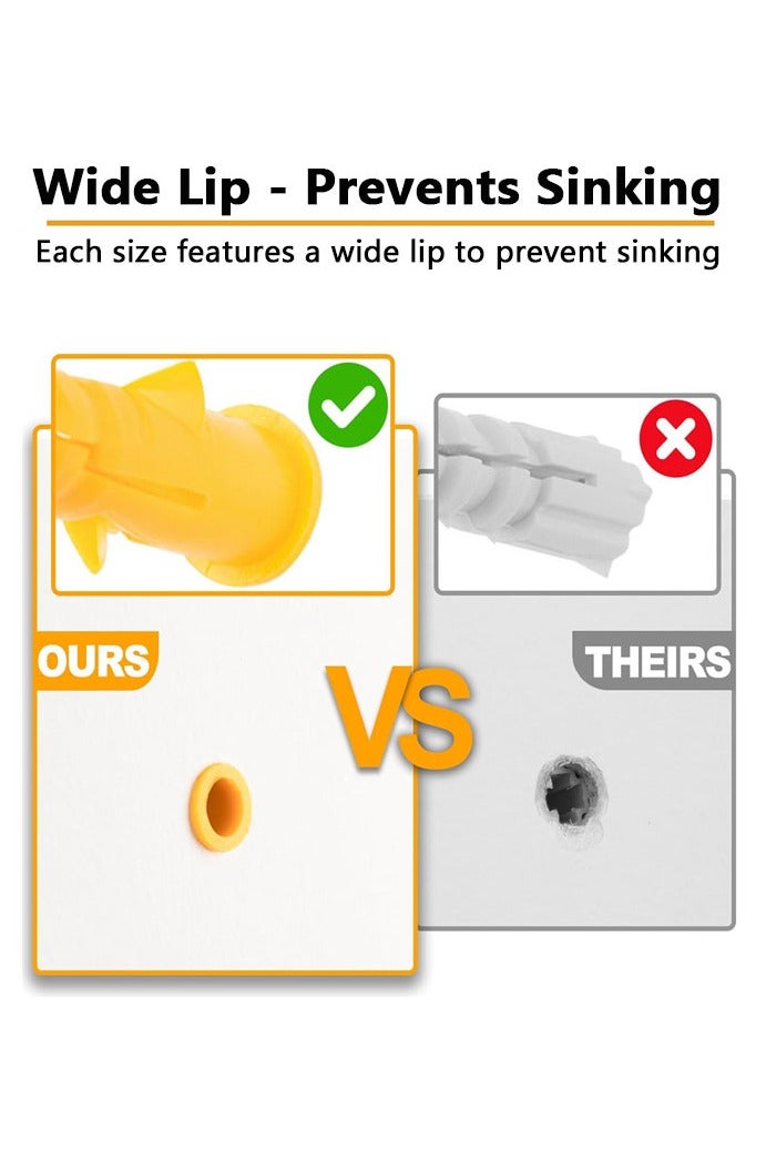 GUSGU 270PCS Drywall Anchors and Screws Assortment Kit, 135 Plastic Dry Wall Anchors and 135 Philips Flat Head Screws,  5 Sizes Galvanized Wall Anchors and Screws Assortment Kit with Organizer Box - Image 4