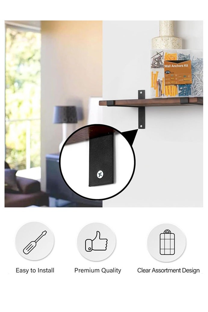 GUSGU 270PCS Drywall Anchors and Screws Assortment Kit, 135 Plastic Dry Wall Anchors and 135 Philips Flat Head Screws,  5 Sizes Galvanized Wall Anchors and Screws Assortment Kit with Organizer Box - Image 5