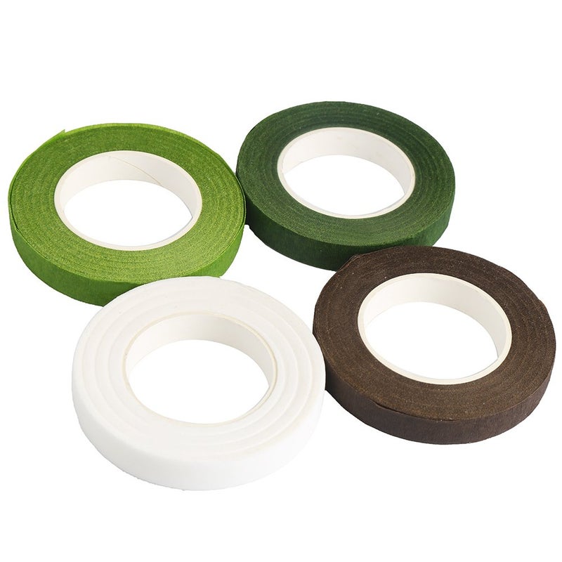 Decora 4 Rolls 1/2" by 90' Floral Tape for Stem Wrap Dark Green Green Coffee White - Image 2