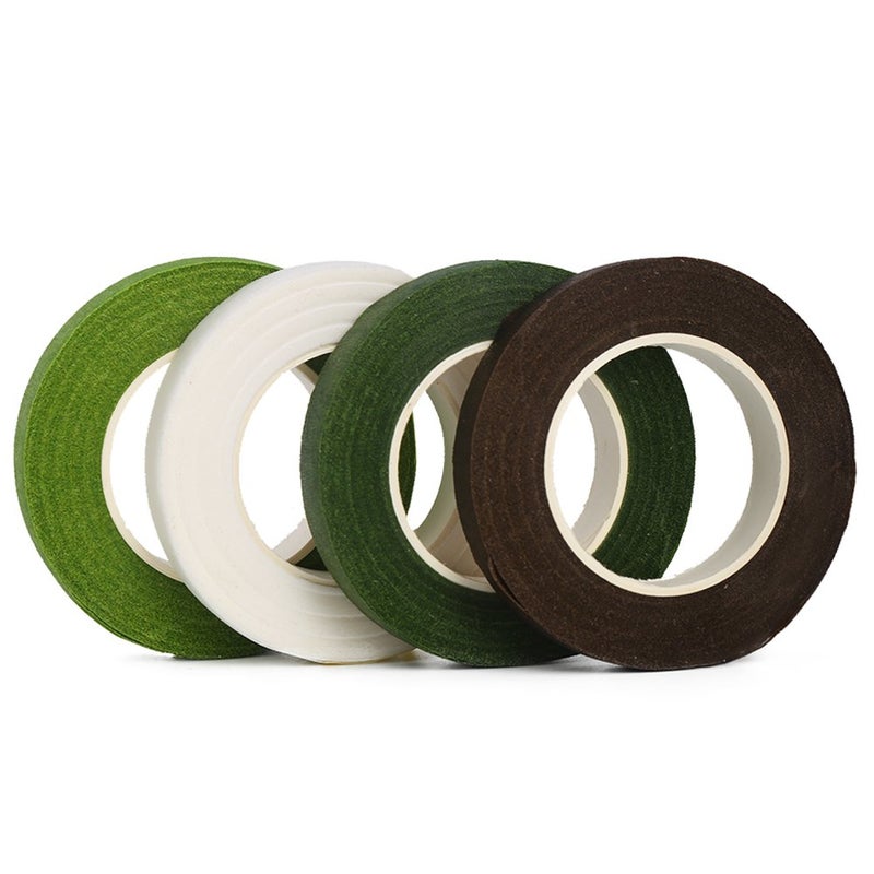 Decora 4 Rolls 1/2" by 90' Floral Tape for Stem Wrap Dark Green Green Coffee White - Image 4
