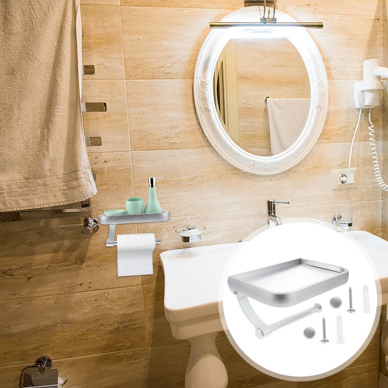 🚽 حامل ورق تواليت بدون تثقيب مع تخزين إضافي للحمام تصميم متين - Image 1