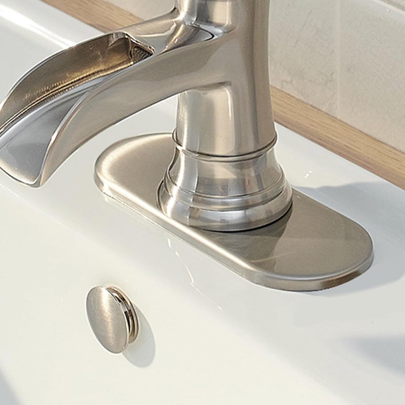 Green Spring 6 Inch Brushed Nickel Sink Hole Cover, 4" Hole Cover Deck Plate, Round Bathroom Faucet Deck Plate, Faucet Escutcheon for Bathroom or Kitchen Vanity Sink Faucet Stainless Steel - Image 2