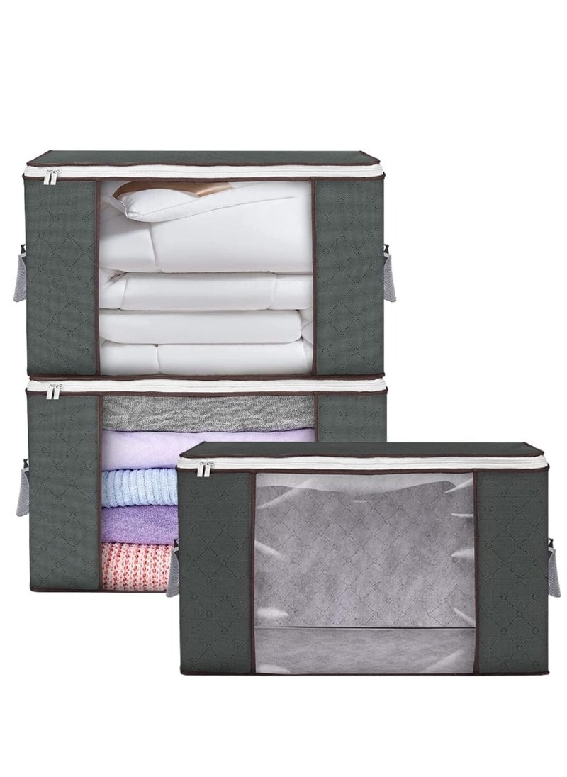 Home Care - Capacity Clothes Storage Bag Organizer with Reinforced Handle Thick Fabric for Comforters, Blankets, Bedding, Foldable with Sturdy Zipper, Clear Window - Image 1