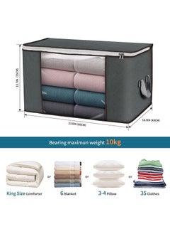 Home Care Capacity Clothes Storage Bag Organizer with Reinforced Handle Thick Fabric for Comforters, Blankets, Bedding, Foldable with Sturdy Zipper, Clear Window  - Image 4