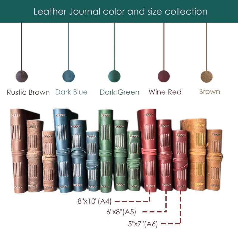 CooLeathor Leather Journal Writing Notebook - Genuine Leather Bound Daily Notepad for Men & Women Lined Paper 240 Kraft Pages, Handmade, Rustic Brown, 5 x 7 in - Image 3