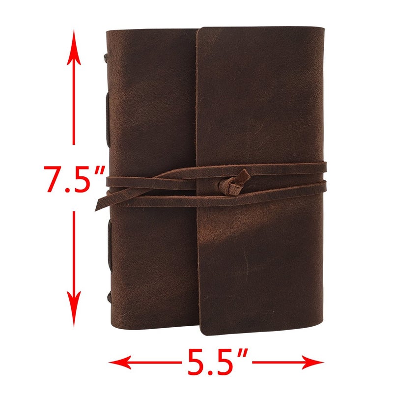 CooLeathor Leather Journal Writing Notebook - Genuine Leather Bound Daily Notepad for Men & Women Lined Paper 240 Kraft Pages, Handmade, Rustic Brown, 5 x 7 in - Image 5