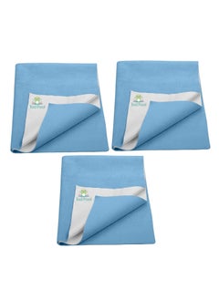 Tod PooL Tod PooL Breathable Bed Protector AntiPiling Fleece Extra Absorbent Washable Waterproof Quick Dry Sheet Bed Protector Sheet for Kids and Adults 3 Blue Double Bed Size 260x200cm  - Image 1