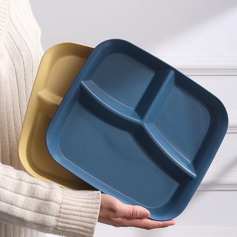 aDai Wheat Straw Dinner Plate Lightweight Unbreakable EcoFriendly Square Dinner Plate with 3 Compartments Durable Reusable BPAFree Perfect for Home Parties and Restaurants4Pcs - Image 3