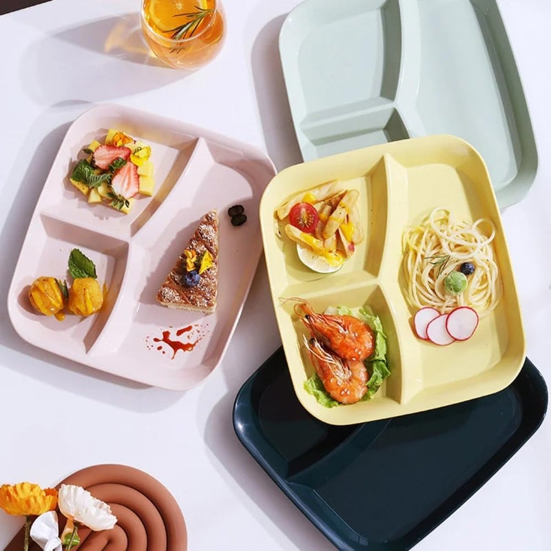 aDai Wheat Straw Dinner Plate Lightweight Unbreakable EcoFriendly Square Dinner Plate with 3 Compartments Durable Reusable BPAFree Perfect for Home Parties and Restaurants4Pcs - Image 2