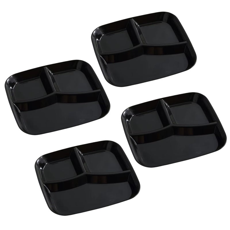 aDai Wheat Straw Dinner Plate Lightweight Unbreakable EcoFriendly Square Dinner Plate with 3 Compartments Durable Reusable BPAFree Perfect for Home Parties and Restaurants4Pcs - Image 1