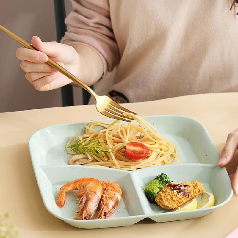 aDai Wheat Straw Dinner Plate Lightweight Unbreakable EcoFriendly Square Dinner Plate with 3 Compartments Durable Reusable BPAFree Perfect for Home Parties and Restaurants4Pcs - Image 5