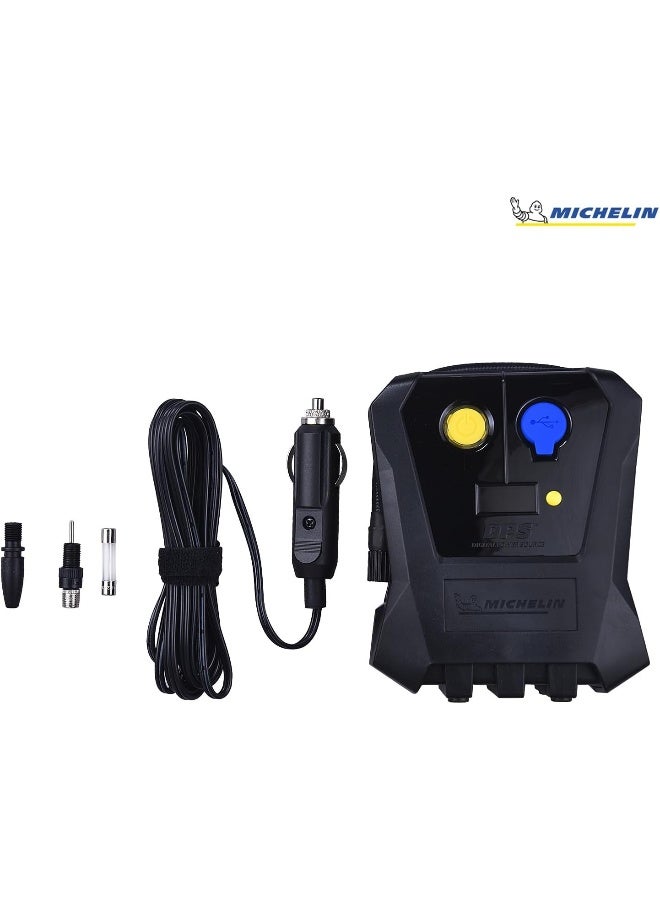 Michelin مضخة ميشلان الرقمية الصغيرة، 12 فولت، مضخة هواء محمولة، تضخيم سريع للسيارات، الدراجات، معدات الرياضة، مدمجة وفعالة، سوداء - Image 2