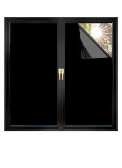 GUDOO Total Blackout Window Film Removable Privacy Film Dark Window Tint Decorative Privacy Films Self Static Cling Window Sticker Cover Light Blocking for Bathroom Living Bedroom Kitchen 45W 100L Centimete  - Image 1