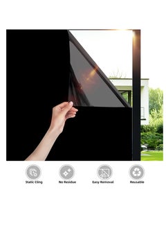 GUDOO Total Blackout Window Film Removable Privacy Film Dark Window Tint Decorative Privacy Films Self Static Cling Window Sticker Cover Light Blocking for Bathroom Living Bedroom Kitchen 45W 100L Centimete  - Image 2