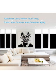 GUDOO Total Blackout Window Film Removable Privacy Film Dark Window Tint Decorative Privacy Films Self Static Cling Window Sticker Cover Light Blocking for Bathroom Living Bedroom Kitchen 45W 100L Centimete  - Image 5