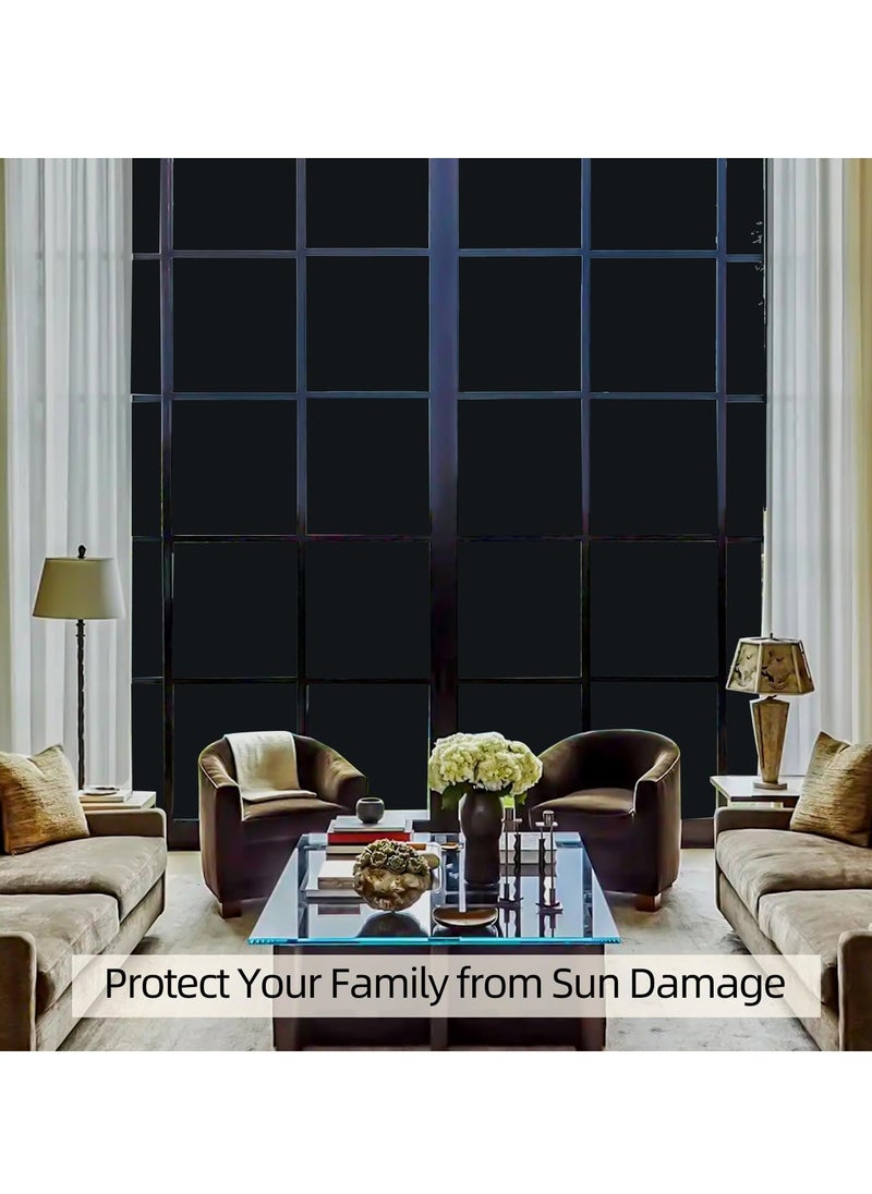 GUDOO Total Blackout Window Film Removable Privacy Film Dark Window Tint Decorative Privacy Films Self Static Cling Window Sticker Cover Light Blocking for Bathroom Living Bedroom Kitchen 45W 100L Centimete  - Image 4