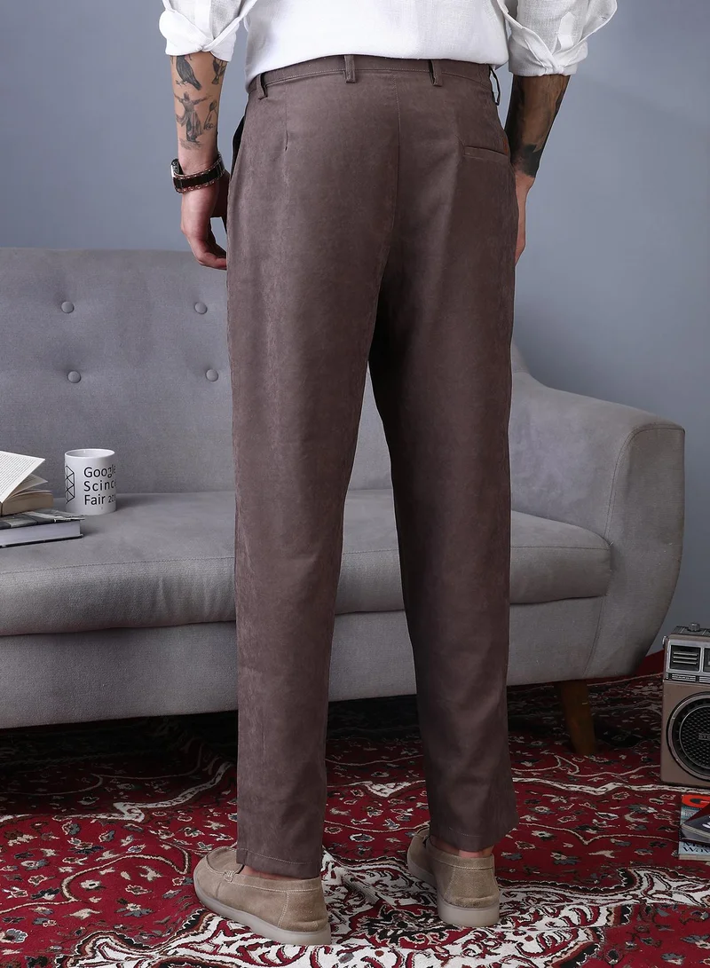 Campus Sutra Lightweight - Corduroy Pleated Trousers