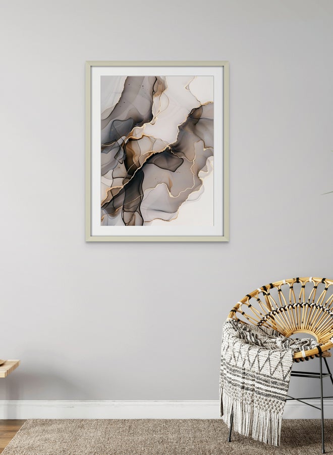 Art Decor Art Decor Modern Abstract Art Black White Water Color Ink with Gold Accents with Matboard Wall Art Framed Fine Art Wall Décor for Living Room Bedroom Dining Room Office Gifting - Image 1
