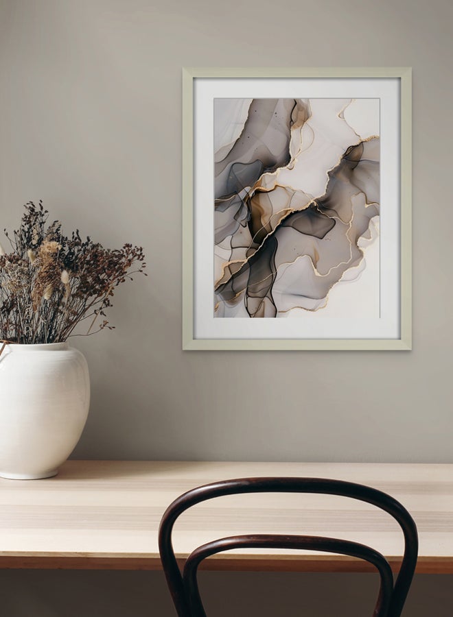 Art Decor Art Decor Modern Abstract Art Black White Water Color Ink with Gold Accents with Matboard Wall Art Framed Fine Art Wall Décor for Living Room Bedroom Dining Room Office Gifting - Image 2
