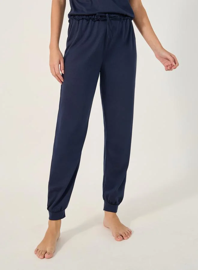 Styli Slogan Print Round Neck T-Shirt and Pyjama Set