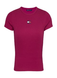 Women's Badge Ribbed Slim T-Shirt - Cotton, Purple - pzsku/Z128E7DDE5AED5D4C96BFZ/45/_/1738050911/c932fd3f-47f1-447b-8444-f38c12d205f5