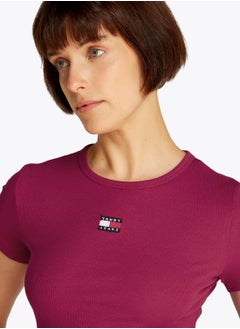 Women's Badge Ribbed Slim T-Shirt - Cotton, Purple - pzsku/Z128E7DDE5AED5D4C96BFZ/45/_/1738050926/d99e9485-32ba-4b0e-984e-2158b39d6af8