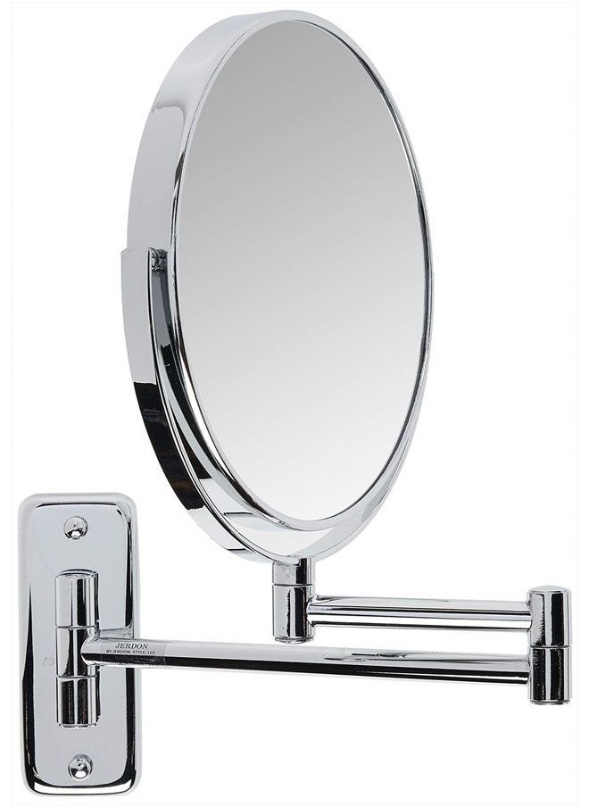 Jerdon 8-Inch Two-Sided Swivel Wall Mount Mirror - Makeup Mirror with 8X Magnification & 13.5 inch Wall Extension - Chrome Finish - Model JP7808C  - Image 3