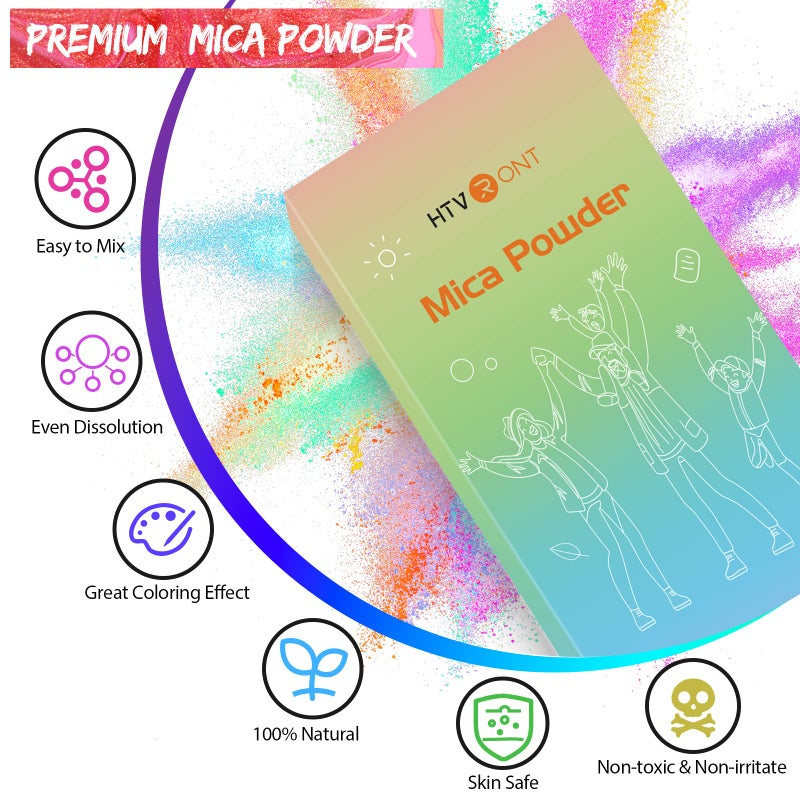 HTVRONT Mica Powder for Epoxy Resin 104 g - 26 Colors Shimmery Pigment Powder - Easy to Mix & Natural for Soap Making, Lip Gloss, Bath Bombs - Image 4