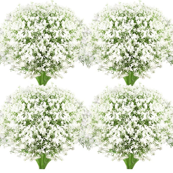 48 PIECES ARTIFICIAL FLOWERS PLASTIC BABY BREATH FLOWERS FAUX GYPSOPHILA DIY FLORAL BOUQUETS ARRANGEMENT BABY BREATH WEDDING PARTY DECORATION FOR PARTY HOME OFFICE GARDEN DECOR WHITE