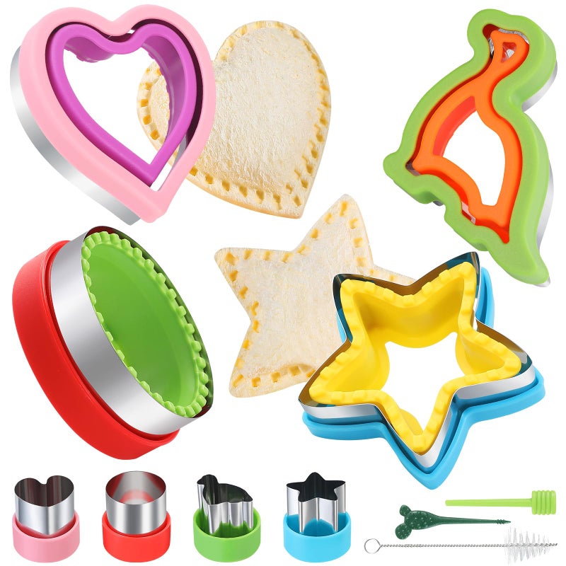 LAXIZAR 4 Pack Sandwich Cutters Cookie Cutters Sandwich Maker Bread Maker Lunchbox 4 Small Cookie Cutters - Image 1