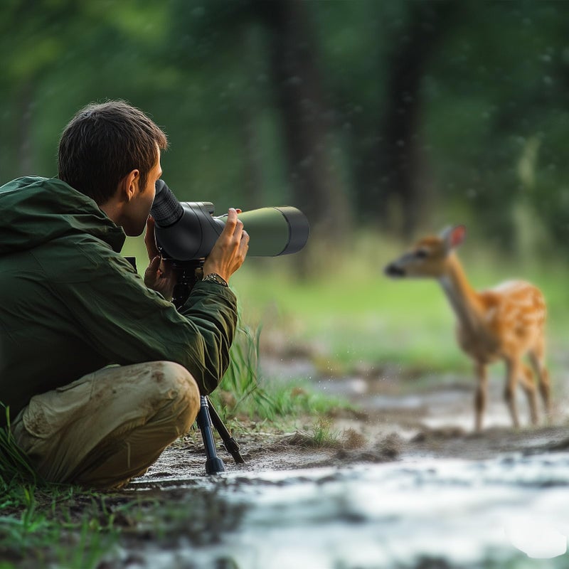 Gosky Flagship DiamondEdge 20-60x80 Spotting Scope with Tripod, Carrying Bag and Quick Phone Holder - BAK4 High Definition Waterproof Spotter Scope for Bird Watching Wildlife observing,Green - Image 5