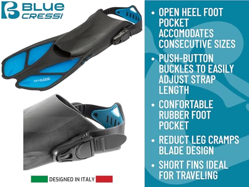 Cressi Short Adjustable Fins | Bonete Translucent Aquamarine, L/XL | US Man 9/13 | US Lady 10/14 | EU 42/47 - Image 3