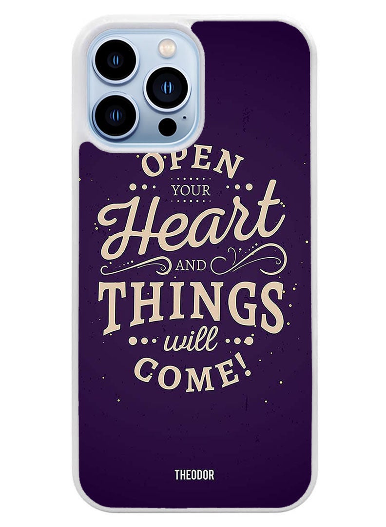 Theodor Protective Case Cover For APPLE IPHONE 14 Pro Max Open Your Heart(White Bumper) - Image 1