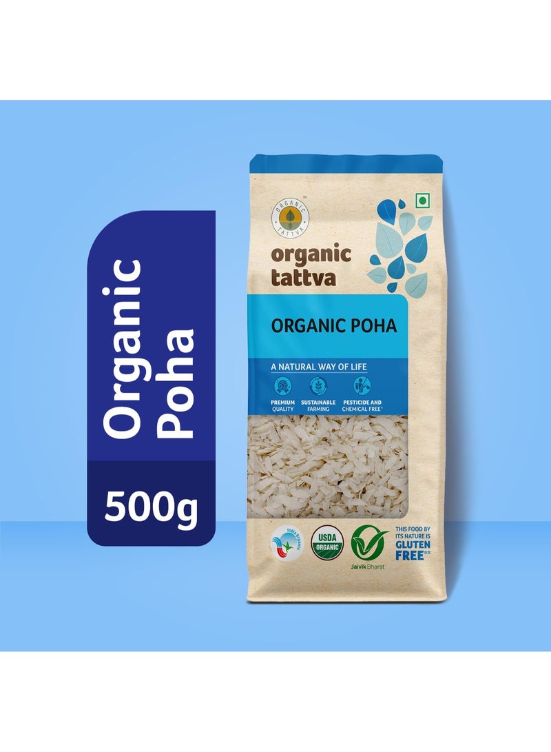 Organic Tattva, Organic White Poha Health Food, Flattened Rice/Atukulu Enriched with Dietary Fibers & Nutrients, 500 Gram - Image 2