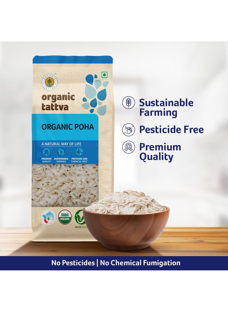 Organic Tattva, Organic White Poha Health Food, Flattened Rice/Atukulu Enriched with Dietary Fibers & Nutrients, 500 Gram - Image 3