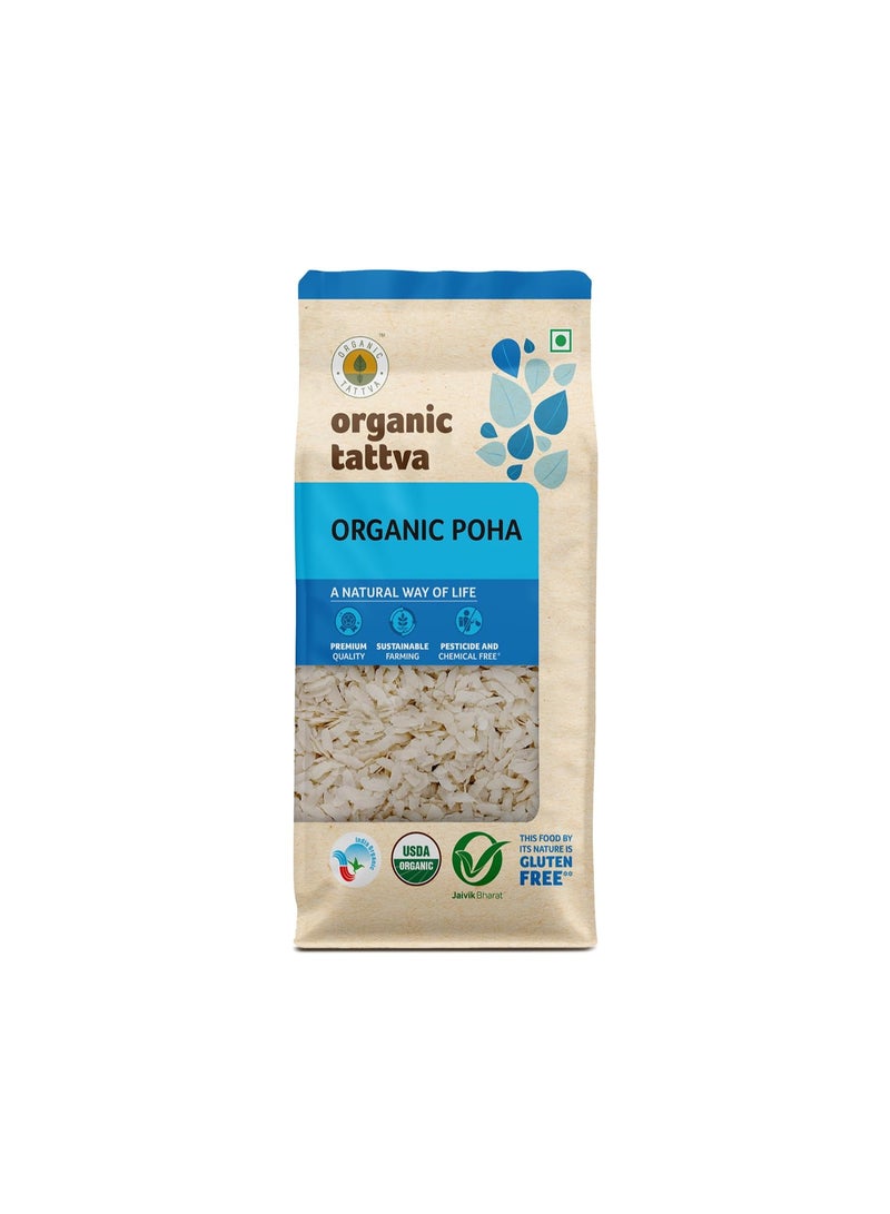 Organic Tattva, Organic White Poha Health Food, Flattened Rice/Atukulu Enriched with Dietary Fibers & Nutrients, 500 Gram - Image 1